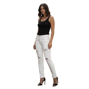 VTG Ralph‎ Lauren Denim & Supply White Skinny Jeans 27x32 Low Rise Flag Patch